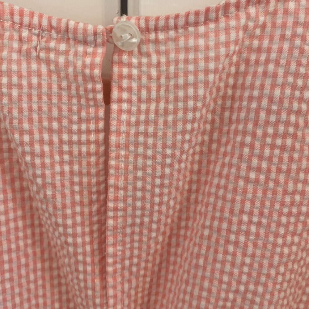 Copper Key Seersucker Romper - pink/white with button closure & ruffles - size M - Picture 7 of 10
